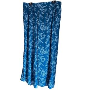 Torrid Teal Blue Floral Wide Leg Pants Plus Size 2 Viscose Lyocell Flowy Boho